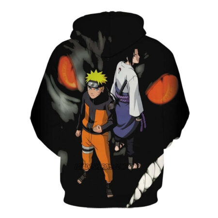 Blusa Jaqueta 3D Naruto Uzumaki e Sasuke Uchiha Anime Touca Canguru - Imagem 2