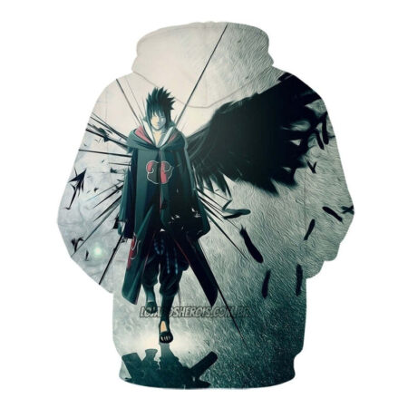 Blusa Jaqueta 3D Sasuke Akatsuki Naruto Shippuden Anime Touca Canguru - Imagem 2