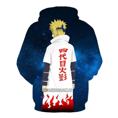 Blusa Jaqueta 3D Minato Namikaze Naruto Shippuden Anime Touca Canguru - Imagem 2