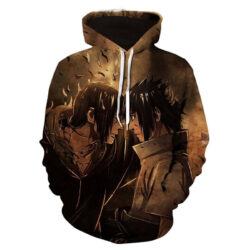Blusa Jaqueta 3D Itachi e Sasuke Último Encontro Naruto Anime Touca Canguru