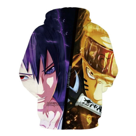 Blusa Jaqueta 3D Naruto Vs Sasuke Anime Touca Canguru - Imagem 2