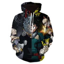 Blusa Jaqueta 3D Heróis Vs Vilões Boku No Hero Academia Anime Touca Canguru