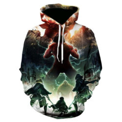 Blusa Jaqueta 3D Eren Vs Titã Encouraçado Attack On Titan Anime Touca Canguru