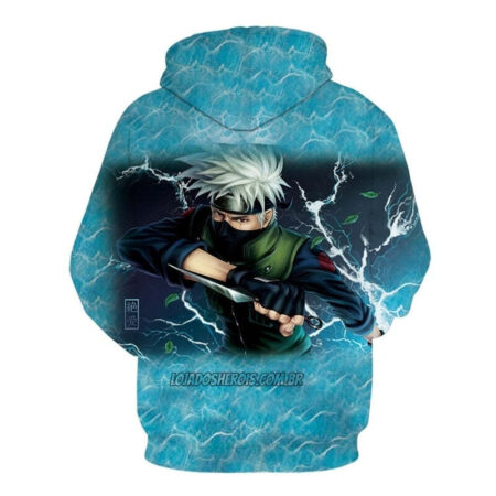 Blusa Jaqueta 3D Kakashi Sensei Naruto Shippuden Anime Touca Canguru - Imagem 2