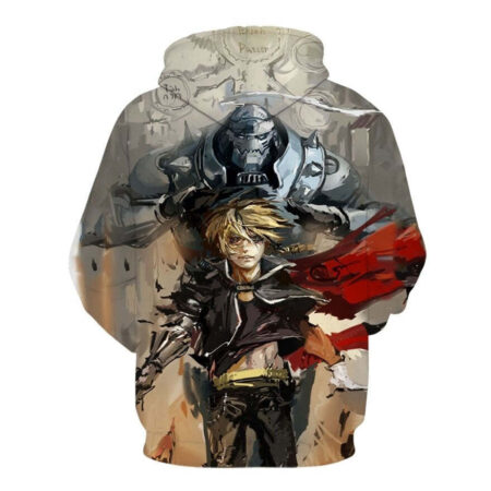 Blusa Jaqueta 3D Edward e Alphonse Fullmetal Alchemist Anime Touca Canguru - Imagem 2