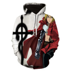 Blusa Jaqueta 3D Edward Elric Fullmetal Alchemist Anime Touca Canguru