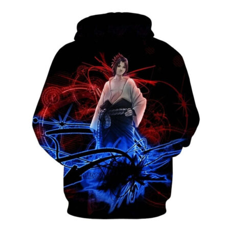 Blusa Jaqueta 3D Sasuke Uchiha Naruto Shippuden Anime Touca Canguru - Imagem 2