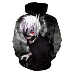 Blusa Jaqueta 3D Kaneki Modo Batalha Tokyo Ghoul Anime Touca Canguru