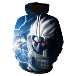 Blusa Jaqueta 3D Kakashi Sensei Naruto Clássico Anime Touca Canguru
