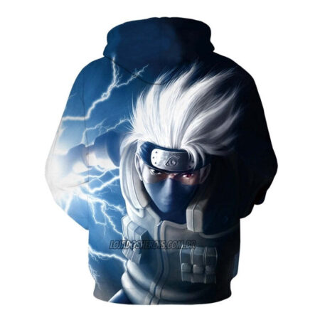 Blusa Jaqueta 3D Kakashi Sensei Naruto Clássico Anime Touca Canguru - Imagem 2