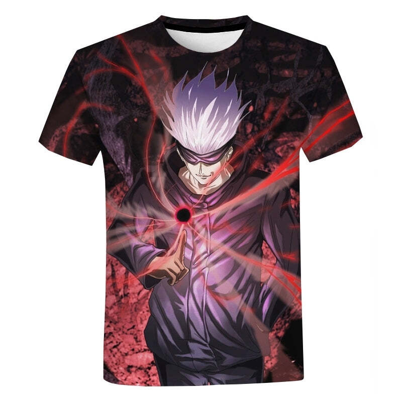 Camisa Camiseta Gojo Poderes Jujutsu Kaisen Anime Impressão 3D Full
