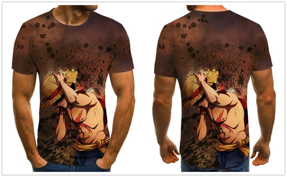 Camisa Camiseta Impressão 3D Full One Piece Anime Personagem Ace