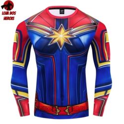 Camisa/Camiseta Hash Guard Capitã Marvel Desenho Manga Compressão Segunda Pele