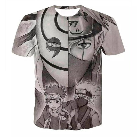 Camisa Camiseta Obito e Kakashi Impressão 3D Anime Naruto Shippuden