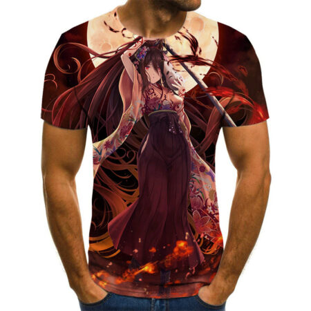 Camisa Camiseta Nezuko Kamado Demon Slayer Anime Impressão 3D Full