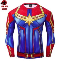 Camisa/Camiseta Hash Guard Capitã Marvel Vingadores Manga Compressão Segunda Pele