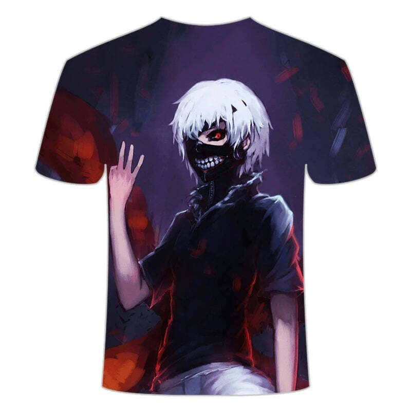 Camisa Camiseta Impressão 3D Tokyo Ghoul - Estalo Dedos Kaneki Anime - Imagem 2