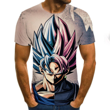 Camisa Camiseta Goku Vs Goku Black Dragon Ball Super Anime Impressão 3D Full - Image 4