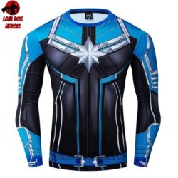 Camisa/Camiseta Hash Guard Capitã Marvel Manga Compressão Segunda Pele