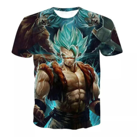 Camisa Camiseta Impressão 3D Gogeta Blue Dragon Ball Super Estilo Clássico