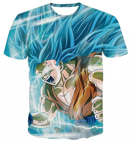 Camisa Camiseta Impressão 3D Goku Ssj Blue 3 Dragon Ball Heroes Estilo Clássico