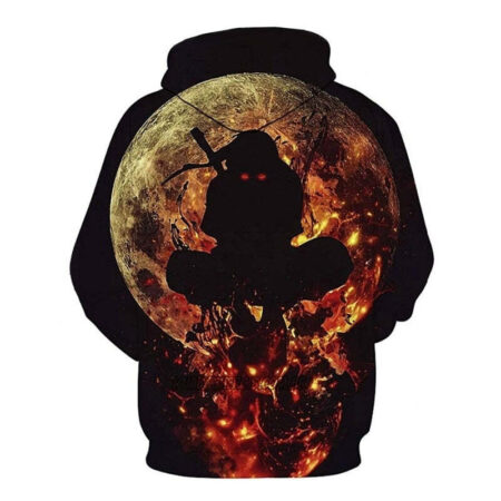 Blusa Jaqueta 3D Itachi Iluminado Pela Lua Naruto Anime Touca Canguru - Imagem 2