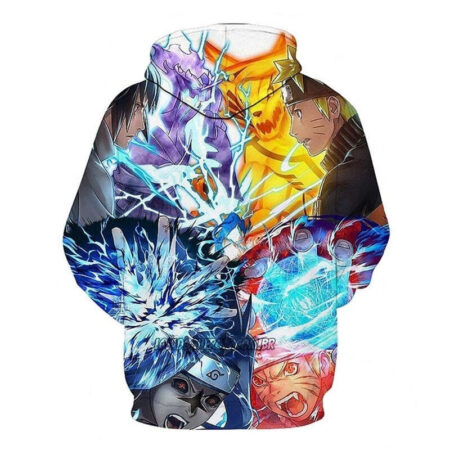 Blusa Jaqueta 3D Naruto e Sasuke Batalha Anime Touca Canguru - Imagem 2