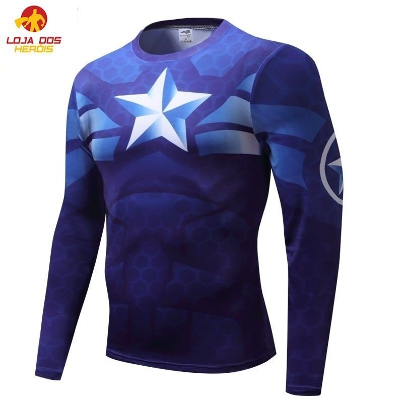 Camisa / Camiseta Hash Guard Compressão Capitão América