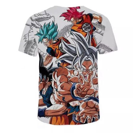 Camisa Camiseta Impressão 3D Goku Várias Transformações Dragon Ball Super Estilo Clássico - Image 2