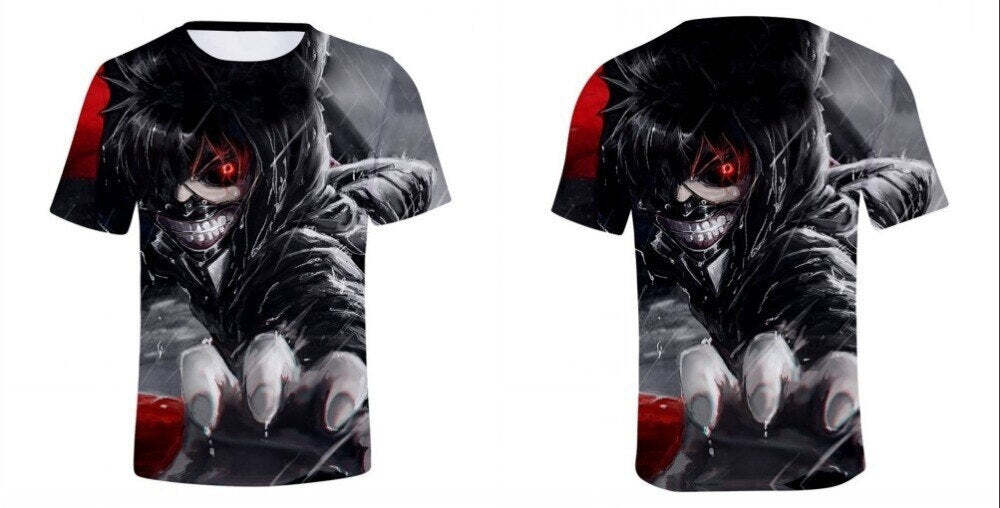 Camisa Camiseta Impressão 3D Tokyo Ghoul - Kaneki Com Capuz Anime - Imagem 2
