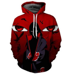 Blusa Jaqueta 3D Itachi Sharingan Genjutsu Anime Touca Canguru