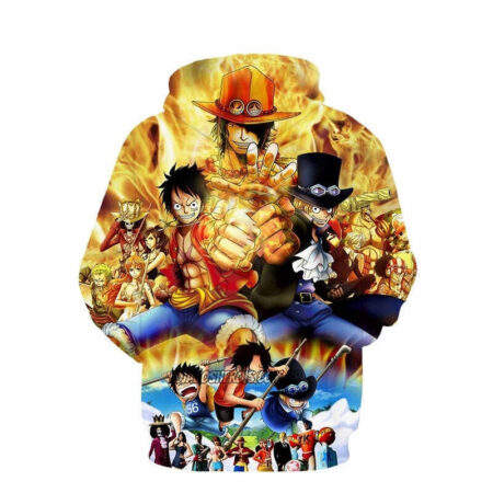 Blusa Jaqueta 3D Personagens One Piece Anime Touca Canguru - Imagem 2