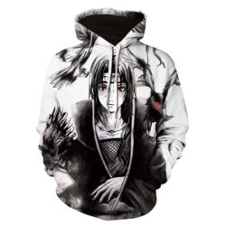Blusa Jaqueta 3D Itachi Uchiha Genjutsu Anime Touca Canguru