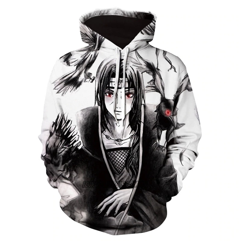 Blusa Jaqueta 3D Kakashi Sharingan Naruto Anime Touca Canguru