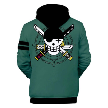 Blusa Jaqueta 3D Roronoa Zoro Anime One Piece Touca Canguru - Imagem 2