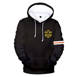 Blusa Jaqueta 3D Trafalgar Law Piratas Heart Anime One Piece Touca Canguru