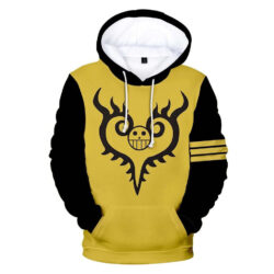 Blusa Jaqueta 3D Trafalgar Law Anime One Piece Touca Canguru