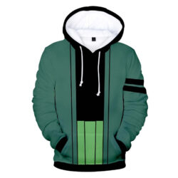 Blusa Jaqueta 3D Roronoa Zoro Anime One Piece Touca Canguru