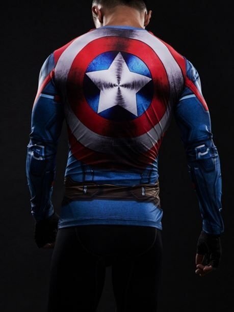 Camisa / Camiseta Hash Guard Capitão America manga/ Escudo Compressão