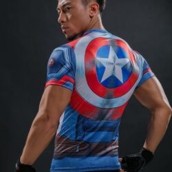 Camisa / Camiseta Hash Guard Capitão América Vingadores - Com Escudo Compressão