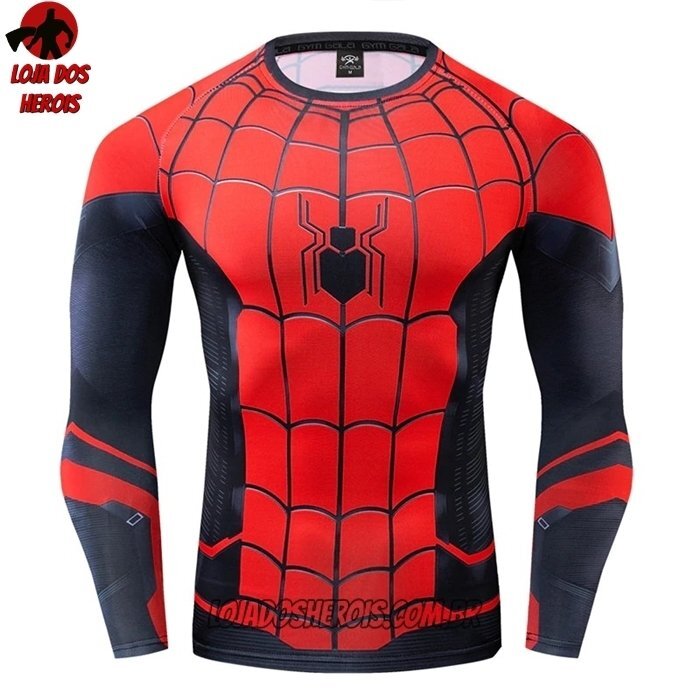 Camisa/Camiseta Hash Guard Homem Aranha Longe De Casa Manga Compressão Segunda Pele