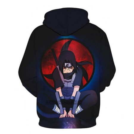Blusa Jaqueta 3D Itachi Sharingan Anbu Naruto Anime Touca Canguru - Imagem 2