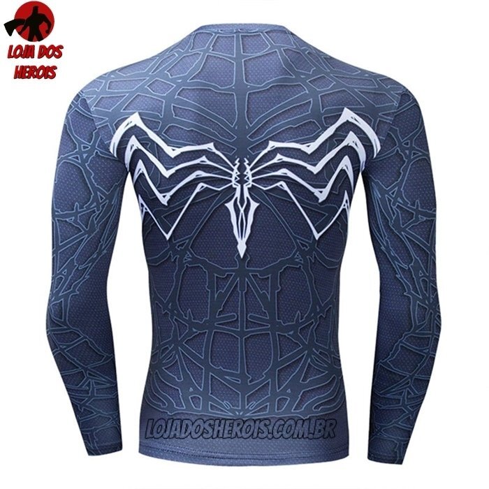 Camisa/Camiseta Hash Guard Homem Aranha Black Manga Compressão Segunda Pele - Imagem 2