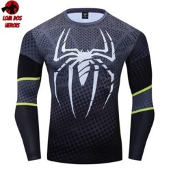 Camisa/Camiseta Hash Guard Homem Aranha Traje Stealth Manga Compressão Segunda Pele