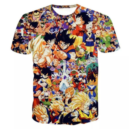 Camisa Camiseta Impressão 3D Vários Personagens Dragon Ball Z Estilo Clássico