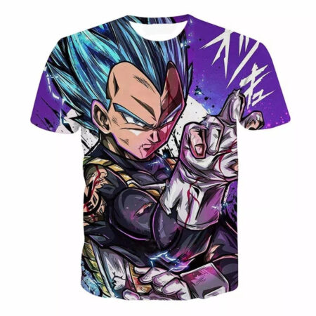 Camisa Camiseta Impressão 3D Vegeta Blue Batalha Dragon Ball Super Estilo Clássico