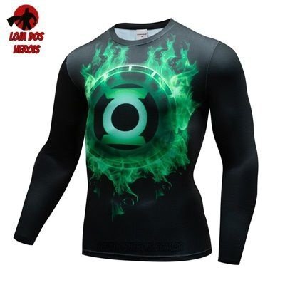 Camiseta/Camisa Lanterna Verde Manga Compressão Hash Guard