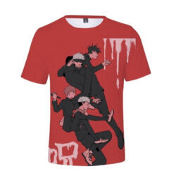 Camisa Camiseta Itadori Gojo Jujutsu Kaisen Anime Red Impressão 3D Full