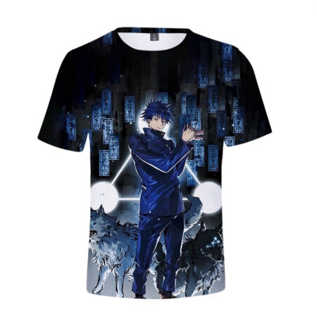 Camisa Camiseta Megumi Fushiguro Jujutsu Kaisen Anime Impressão 3D Full