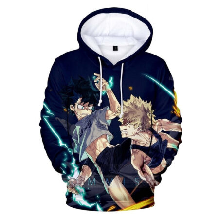 Blusa Jaqueta 3D Full Bakugou Vs Midoriya My Hero Academia Anime Top - Imagem 4